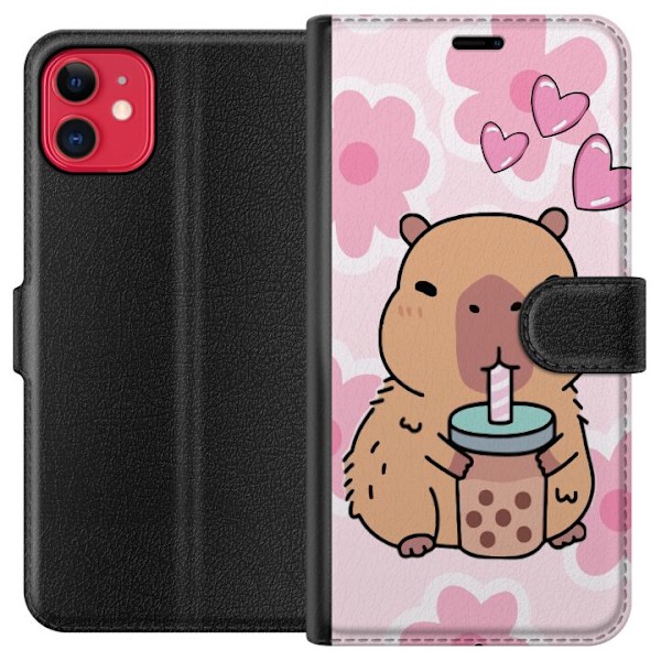 Apple iPhone 11 Lompakkokotelo Kawaii Capybara Sydän Anime-ty