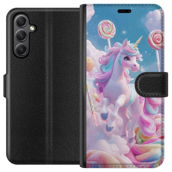 Samsung Galaxy A24 4G Plånboksfodral Enhörning Candy Pastell Kawaii Motiv Söt Populär Färg Grafiskt Trend Barn Motiv Fantasy Art