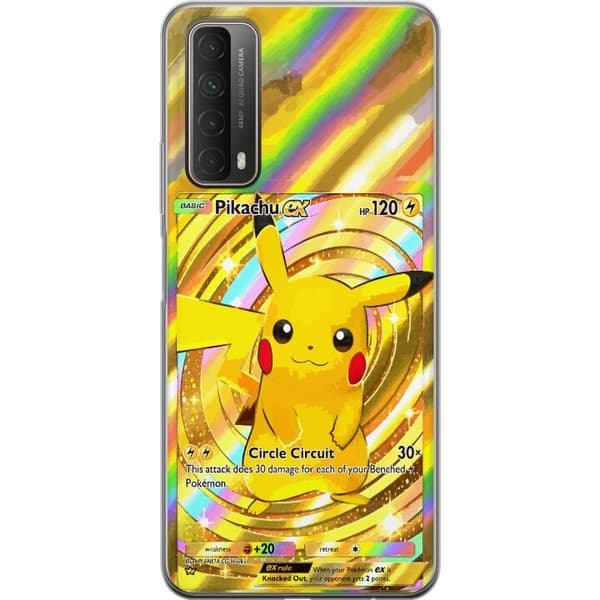 Kompatibelt Mobildeksel til Huawei P smart 2021 Gullig Pikachu EX samlebilde med regnbueeffekter gull