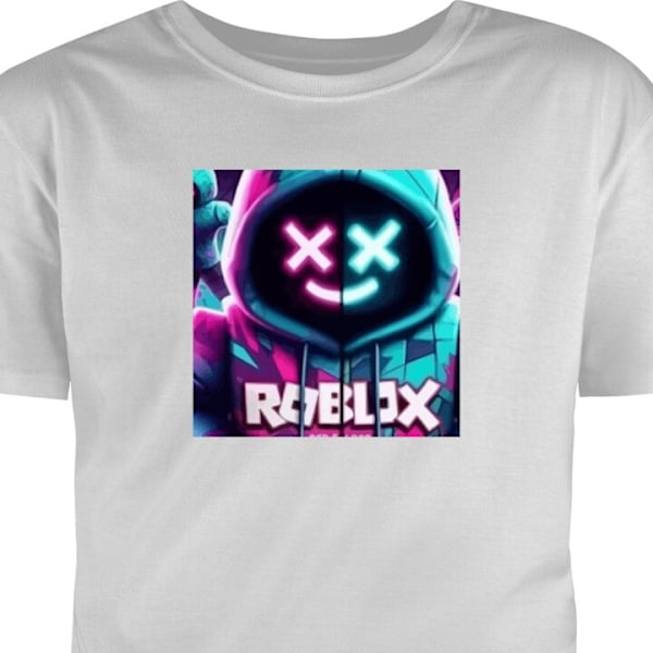 Barn-T-shirt | Bekväm T-shirt för Barn Roblox | Marshmello grå 7-8 År