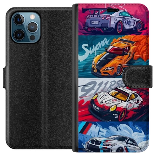 Apple iPhone 12 Pro Max Lompakkokotelo Nopeat Autot - Piirrett