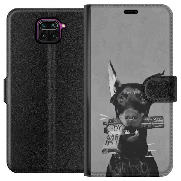 Xiaomi Redmi Note 9 Plånboksfodral Grå Hund Grafisk Design Tuff Djurmotiv Street Art Urban Trend Hundälskare Stil Populärt Motiv