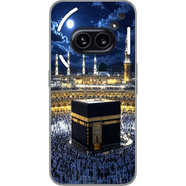 Kompatibelt Mobildeksel til Nothing Phone (2a) Plus Kaaba under fullmåne med opplyste minareter, stjernehimmel og pilegrimer i Mekka blå