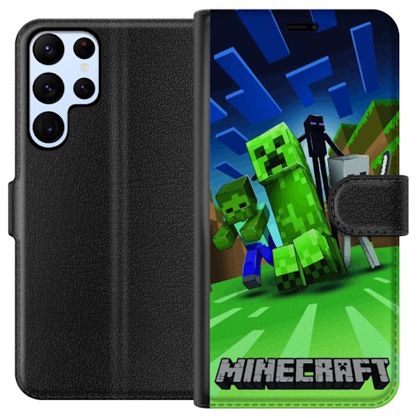 Samsung Galaxy S24 Ultra Tegnebogsetui Minecraft Creeper mobilskal i klassisk grön pixelstil