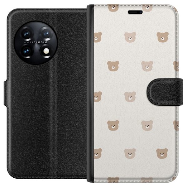 OnePlus 11 Tegnebogsetui Teddybaggrund - søde teddybjørne mod en blød baggrund