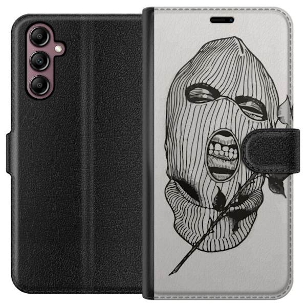 Samsung Galaxy A14 5G Tegnebogsetui Ski Maske Ros Streetwear Design Grafisk Motiv Spænding Urban Stil Gadekunst Maskerade Symbol