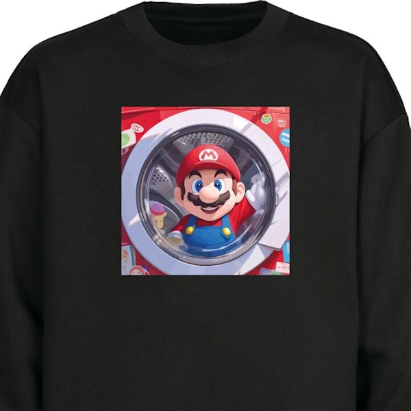 Sweatshirt for Voksen | Klassisk Collegegenser Mario svart XXL