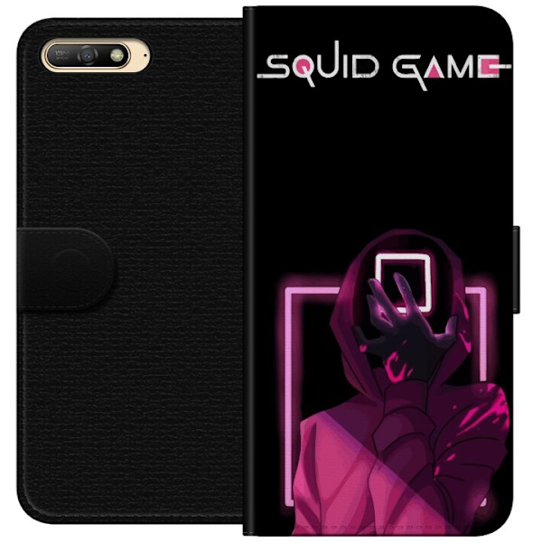 Huawei Y6 (2018) Lompakkokotelo Squid Game Teema Suosittu Sarja Motiivi Graafinen Ikoninen Suunnittelu Aasialainen Popkulttuuri Jännitys Draama