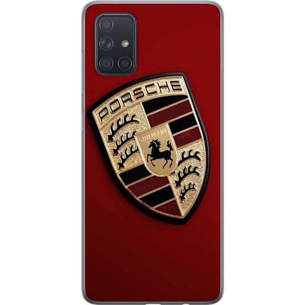 Samsung Galaxy A71 Gennemsigtig cover Mobil etui med stilfuld Porce-logo i sort og hvid