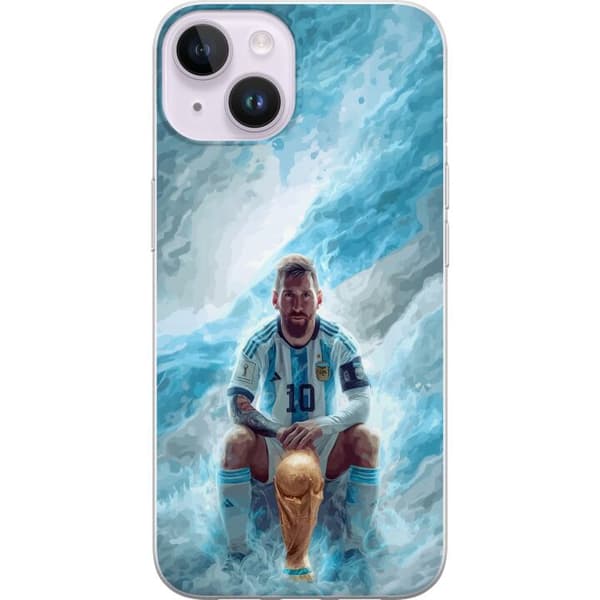 Kompatibelt Mobildeksel til Apple iPhone 15 Lionel Messi Världsmästare blå
