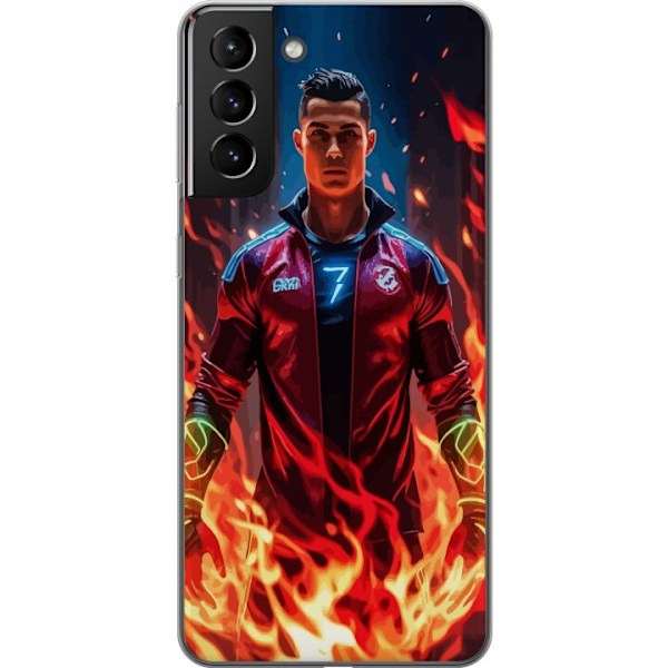 Samsung Galaxy S21+ 5G Genomskinligt Skal Ronaldo Inferno – fotbollshjälte i eldflammor