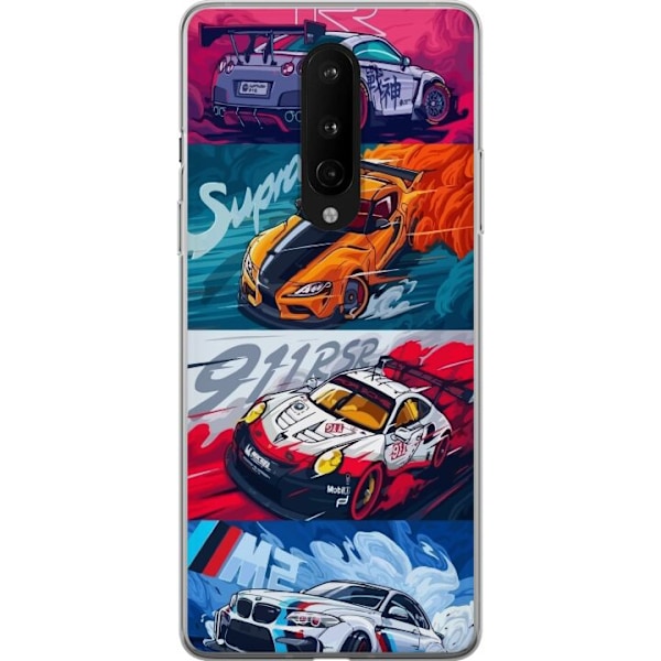 OnePlus 8 Läpinäkyvä kuori Nopeat Autot - Piirretty Kuvio T