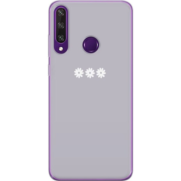 Huawei Y6p Genomskinligt Skal Lila Blomminimalism – stilrent blommotiv på lila bakgrund