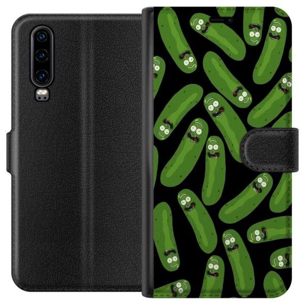 Huawei P30 Lommeboketui Rick and Morty - Pickle Rick