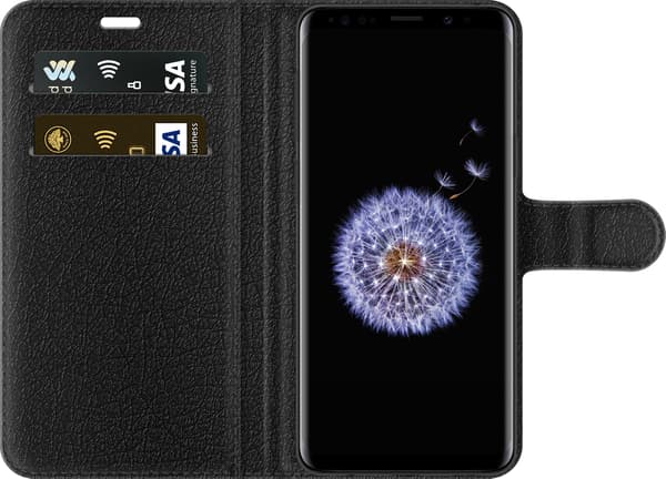 Kompatibelt Plånboksfodral till Samsung Galaxy S9 Blå tuggummitext - Blått motiv med tuggummitext - Blå förpackning. blå