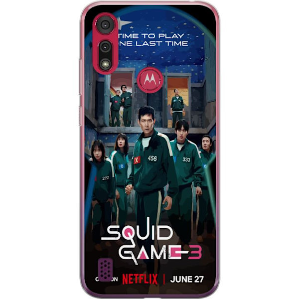 Motorola Moto E6s (2020) Genomskinligt Skal Squid Game Säsong 3 Seriefigurer Populärt TV Serie Motiv Ikoner Spänning Drama Asiatisk Design Trend