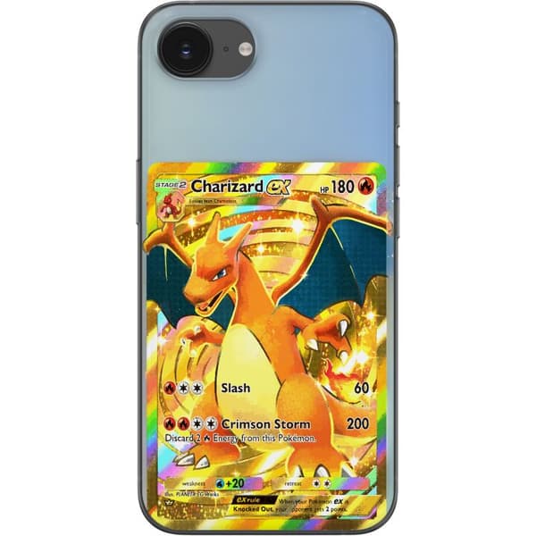 Kompatibelt Mobildeksel til Apple iPhone 16e GyllenCharizard EX samlerkort med regnbueeffekter gull