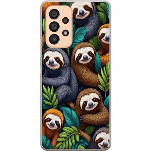 Samsung Galaxy A53 5G Gennemsigtig cover Sengångarstil - afslappet motiv med sød dovendyr
