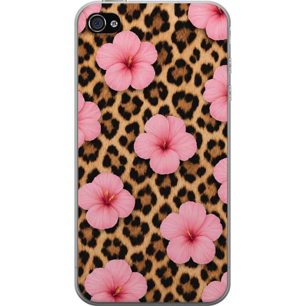 Kompatibelt Mobilskal till Apple iPhone 4 Brun blomsterleopard brun