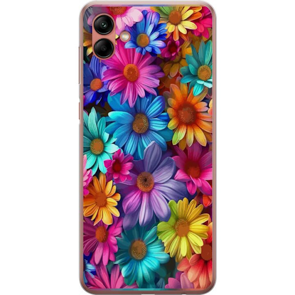 Samsung Galaxy A04 Genomskinligt Skal Gerbera Blommor Färgglad Dekor Blommotiv Populärt Heminredning Färg Rik Väggkonst Design