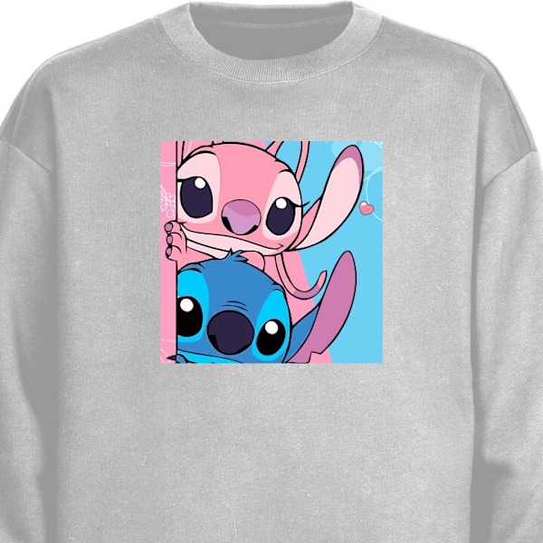 Sweatshirt til Voksne | Klassisk Collegebluse Stitch & Angel grå XL