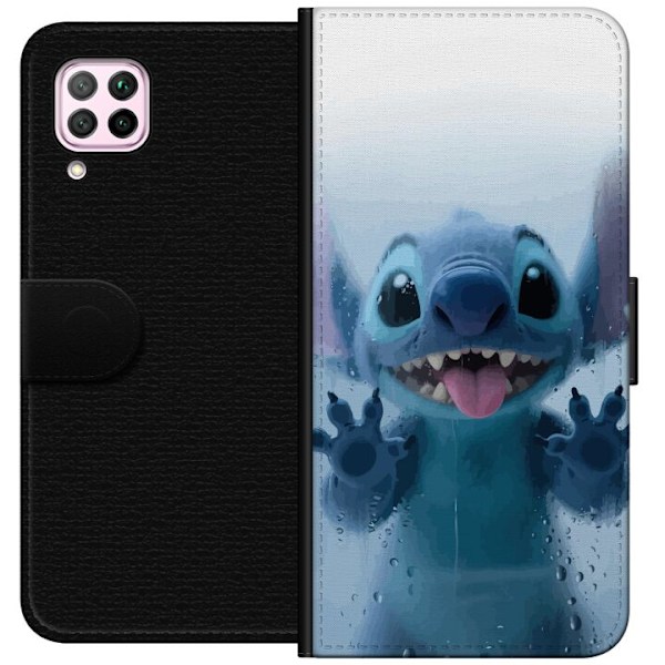 Huawei P40 lite Plånboksfodral Stitch Window View – Stitch vid ett fönster i söt stil