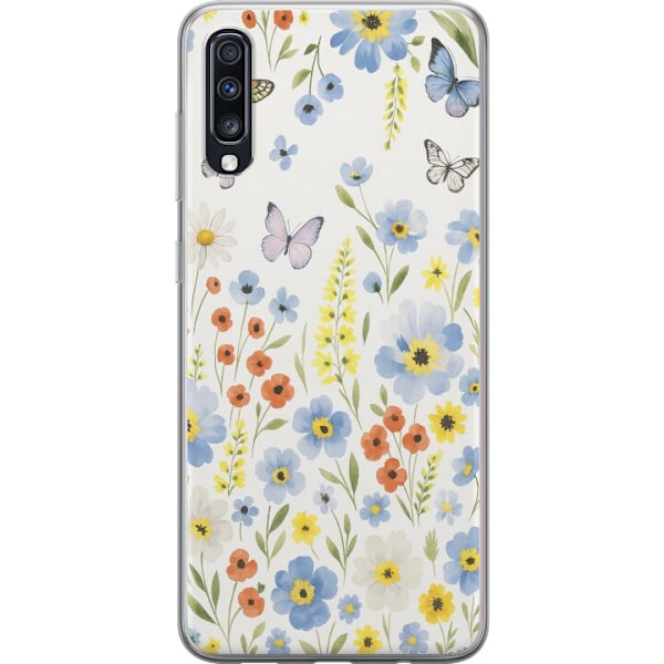 Samsung Galaxy A70 Gennemsigtig cover Sommerblomster
