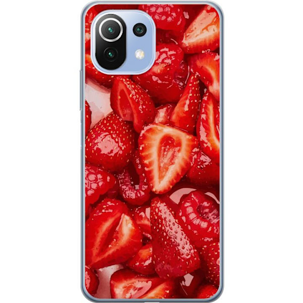 Xiaomi Mi 11 Lite Genomskinligt Skal Jordgubbsmönster – sött motiv med sommarkänsla