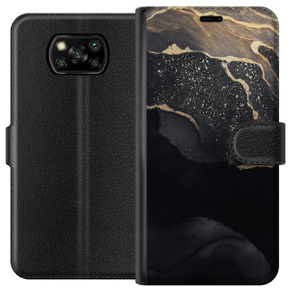 Xiaomi Poco X3 NFC Plånboksfodral Svart guld abstrakt