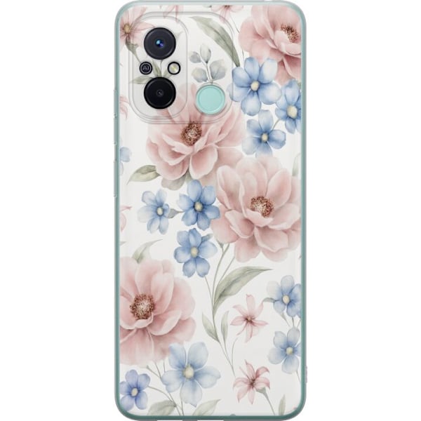 Xiaomi Redmi 12C Genomskinligt Skal Romantiska blommor