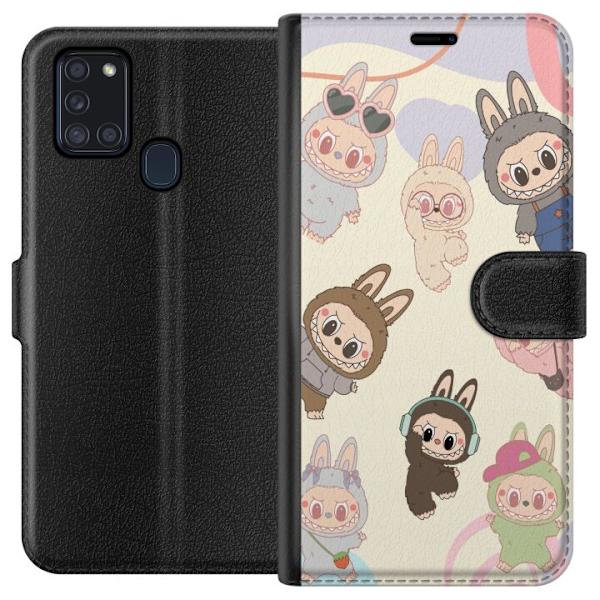 Samsung Galaxy A21s Tegnebogsetui Labubu Pop Mart Samling Motiv Figur Samling Design Populært Art Toy Pop Mart Kreativ Grafisk