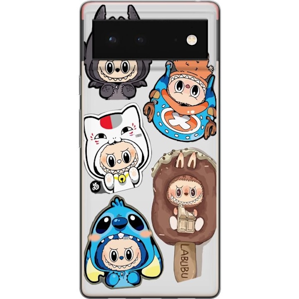 Google Pixel 6 Läpinäkyvä kuori Labubu hahmokokoelma - Pop Mart Labubu The Monsters väriluulisessa muotoilussa
