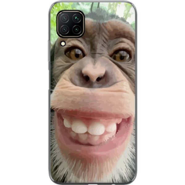 Huawei P40 lite Genomskinligt Skal Chimp Selfie Rolig Grafisk Design Apa Djurmotiv Trend Roligt Motiv Populärt Urban Art Stil