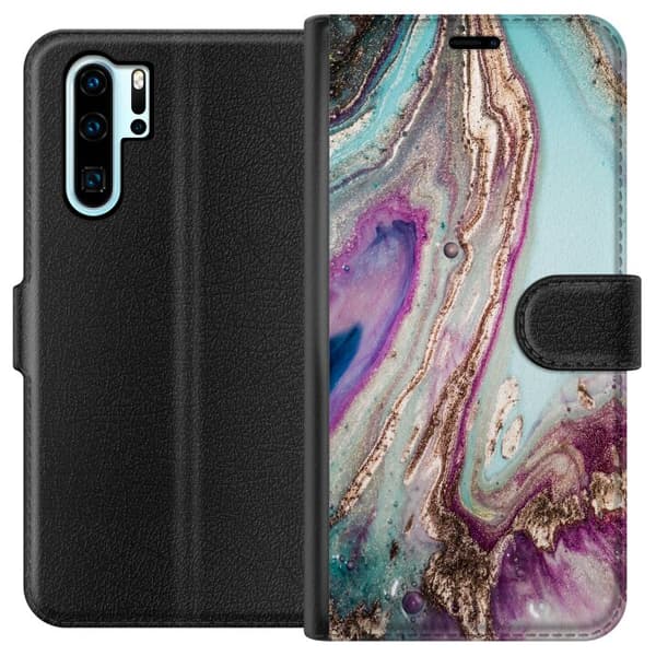 Kompatibelt Lommeboketui til Huawei P30 Pro Lila marmor