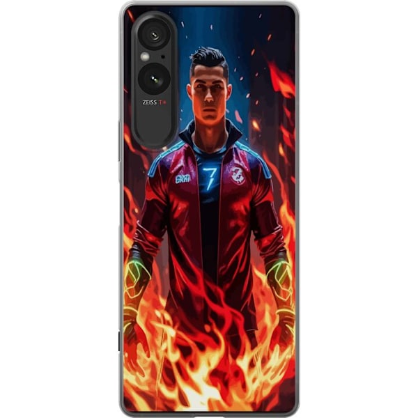 Sony Xperia 5 V Genomskinligt Skal Ronaldo Inferno – fotbollshjälte i eldflammor