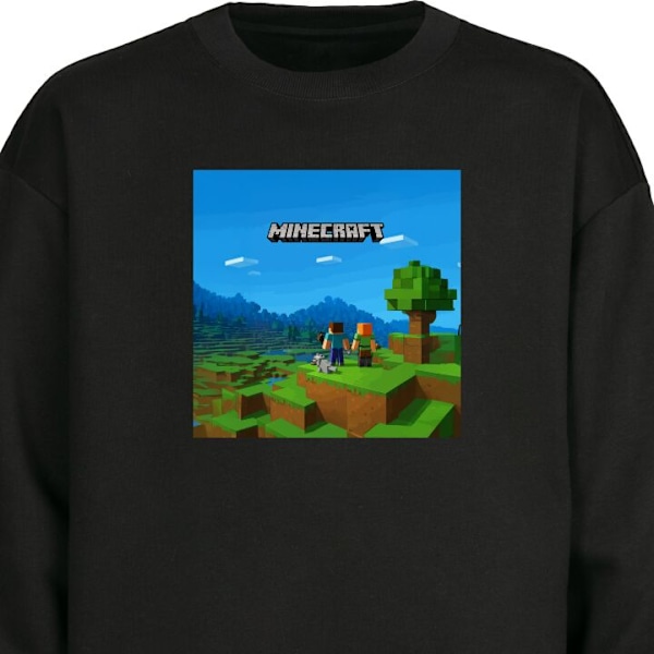 Sweatshirt för Vuxen | Klassisk Collegetröja Minecraft Key Art svart XL