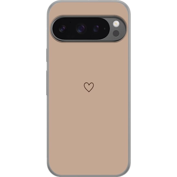 Google Pixel 9 Pro XL Läpinäkyvä kuori Sydän Ruskea