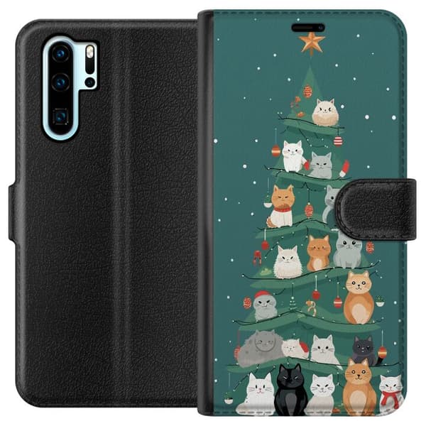 Kompatibel Tegnebogsetui til Huawei P30 Pro Juletræ