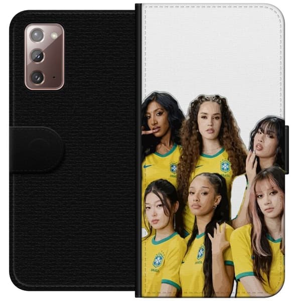 Kompatibel Tegnebogsetui til Samsung Galaxy Note20 KATSEYE poserer sammen i gule og grønne fodboldtrøjer mod en ren hvid baggrund gul