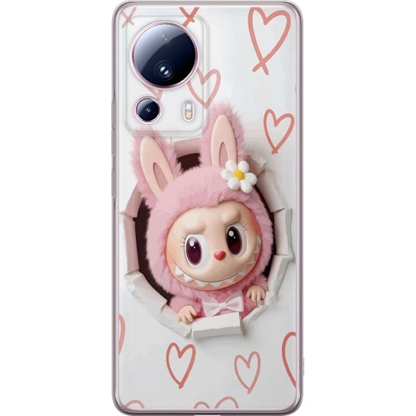 Xiaomi 13 Lite Läpinäkyvä kuori Labubu Sydän Taustakuva Pop Mart Rakkausteema Hahmodesign Suosittu Motiivi Keräilytaideteossarja