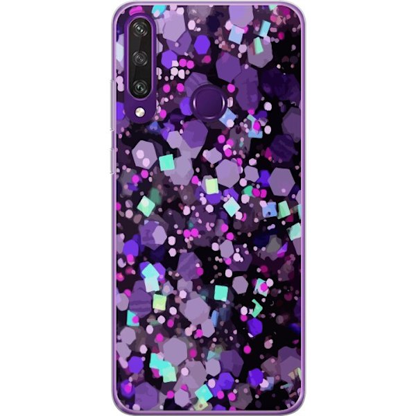 Huawei Y6p Gjennomsiktig deksel Lilla Glitter