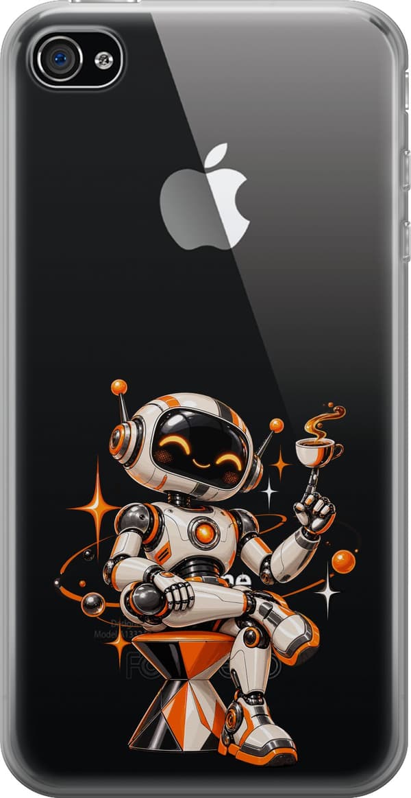 Kompatibel Mobilcover til Apple iPhone 4s Robotbarista sølv