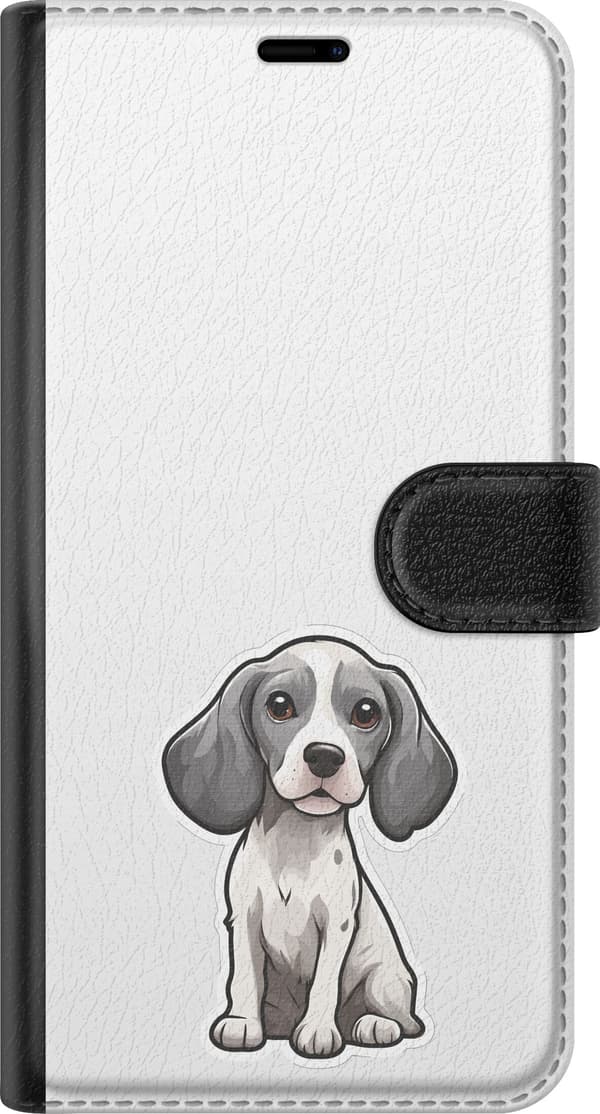 Kompatibelt Lommeboketui til OnePlus Nord CE6 Gråhvit beaglevalp - Grått motiv med gråhvit beaglevalp. grå
