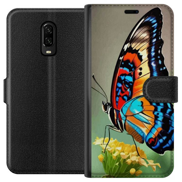 OnePlus 6T Plånboksfodral Fjäril Natur Sommar Motiv Vingar Färgstark Design Populär Dekor Grafiskt Exotiskt Tema