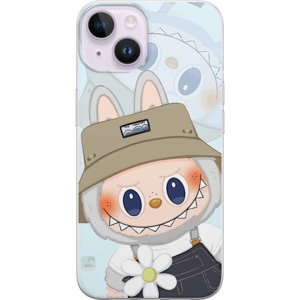 Apple iPhone 14 Genomskinligt Skal Labubu med hatt – Pop Mart-figur Mr. Butcher i retro stil med karaktär