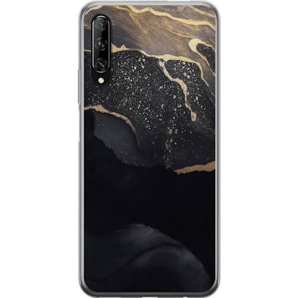 Huawei P smart Pro 2019 Läpinäkyvä kuori Musta kulta abstrakti