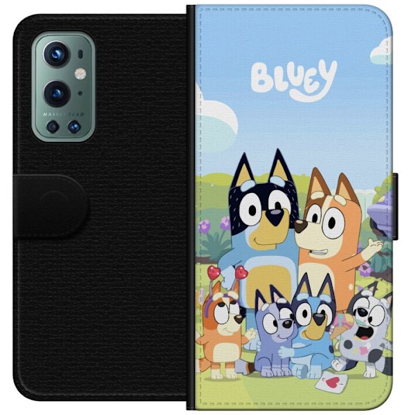 OnePlus 9 Pro Plånboksfodral Bluey mobilskal med hela familjen i färgglad design