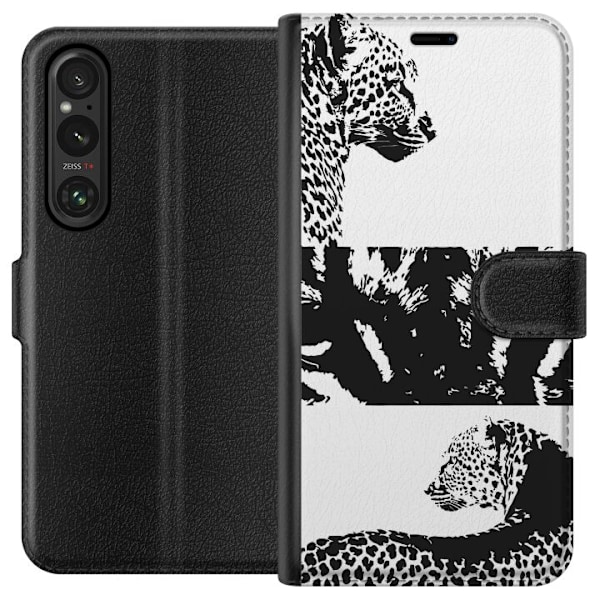 Sony Xperia 1 V Tegnebogsetui Leopard Faces