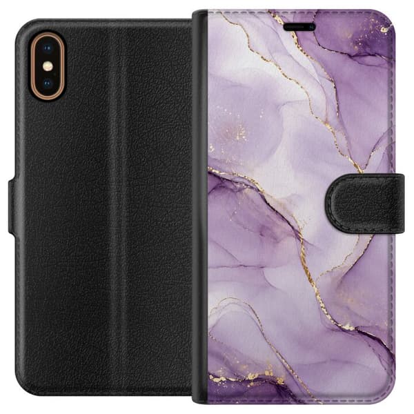 Kompatibelt Plånboksfodral till Apple iPhone X Lilac Gold Flow lila