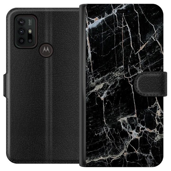 Motorola Moto G30 Tegnebogsetui Sort marmor